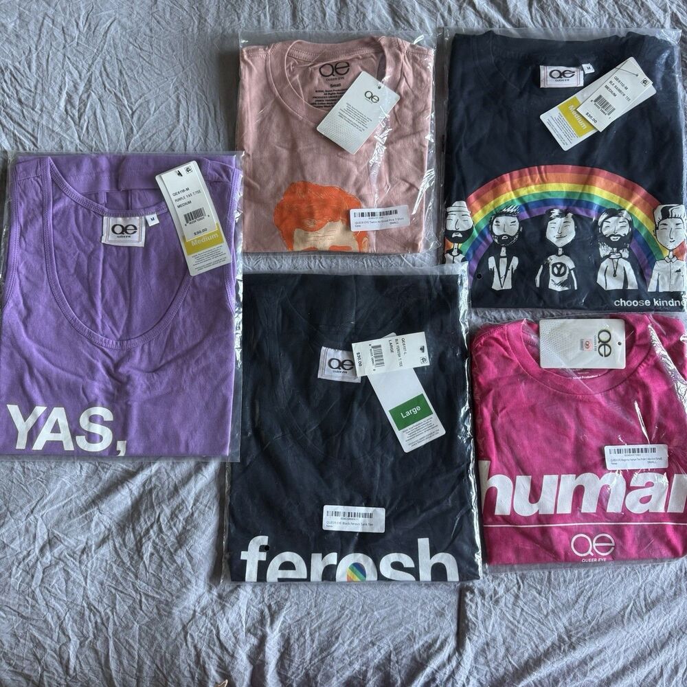 QUEER EYE T Shirt & Tank Lot in Mixed Sizes New with tag in Original Packaging